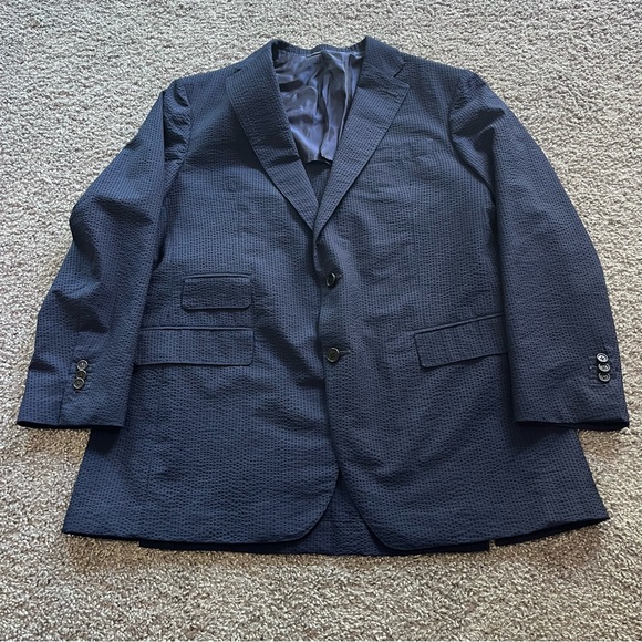 Sid Mashburn Kincaid No. 2 Suit Navy Seersucker Sport Coat Jacket Mens 56R IT - Picture 1 of 8